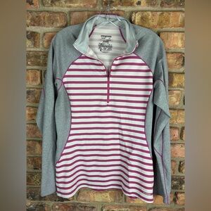 PATAGONIA White Purple Stripes Pullover Size L